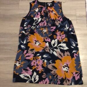 H&M Floral Navy Chiffon Shift Dress L Large